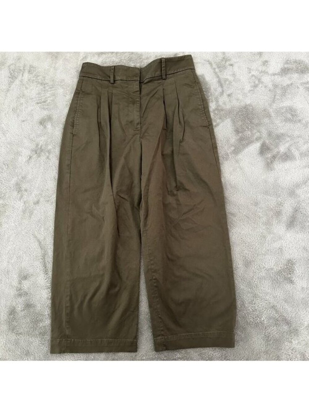 Banana Republic Cruz Pleated Wide Leg Pants Olive Green Women's 8